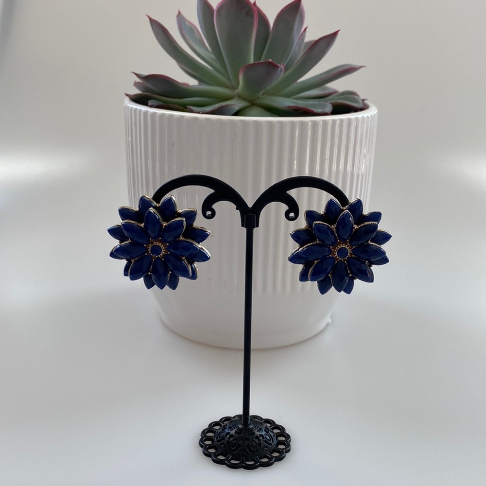 H&M Dark Blue Flower Earrings